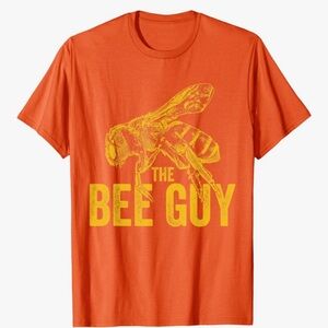 Bee Guy Orange Graphic T-Shirt Men's Large Honey Bee Lover Gardener Beekeeper